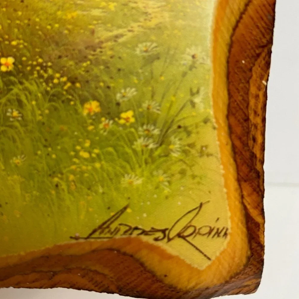 Vintage Wooden Picture Andres Orpinas Artist